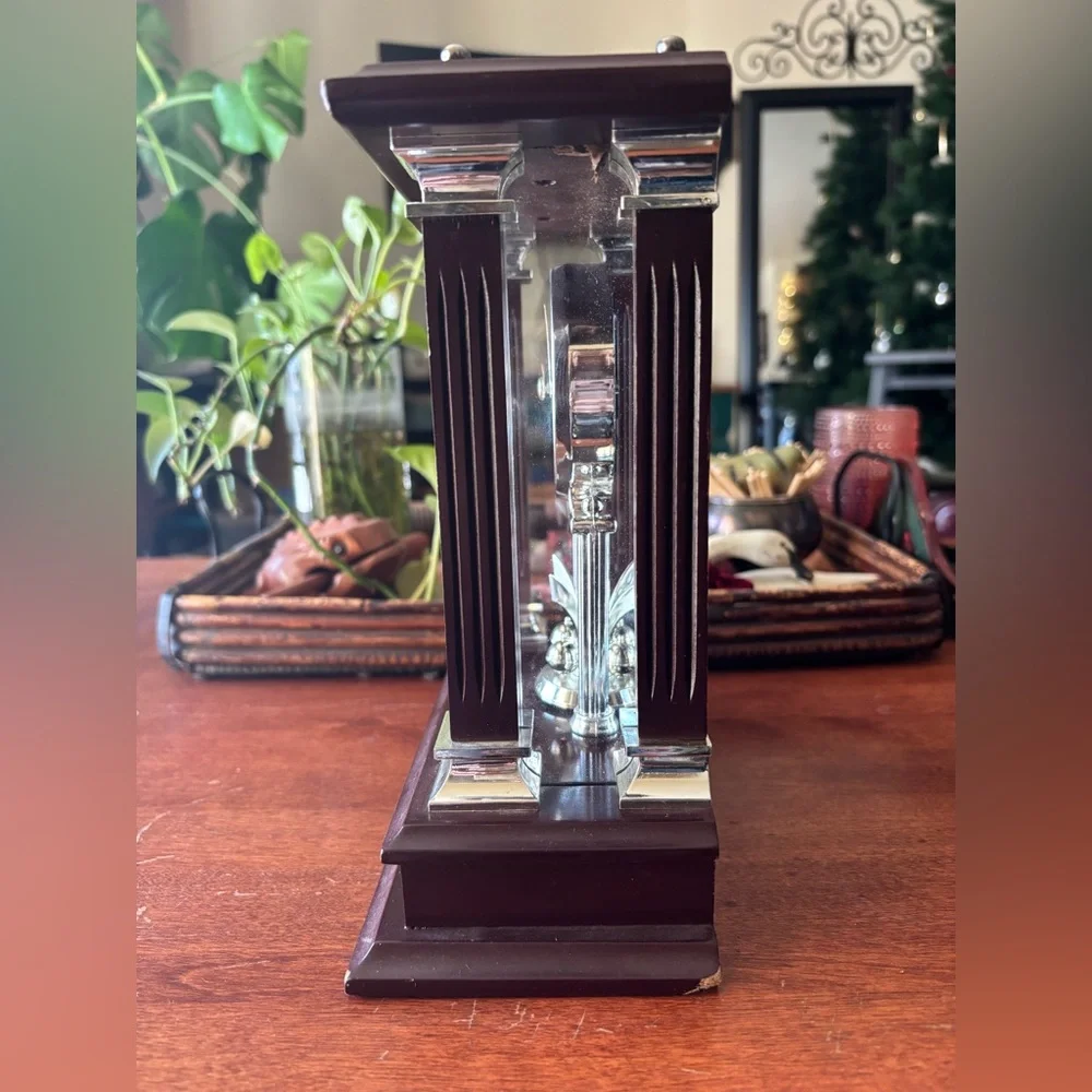 Wallace Silversmiths carriage mantle clock w mahogany finish